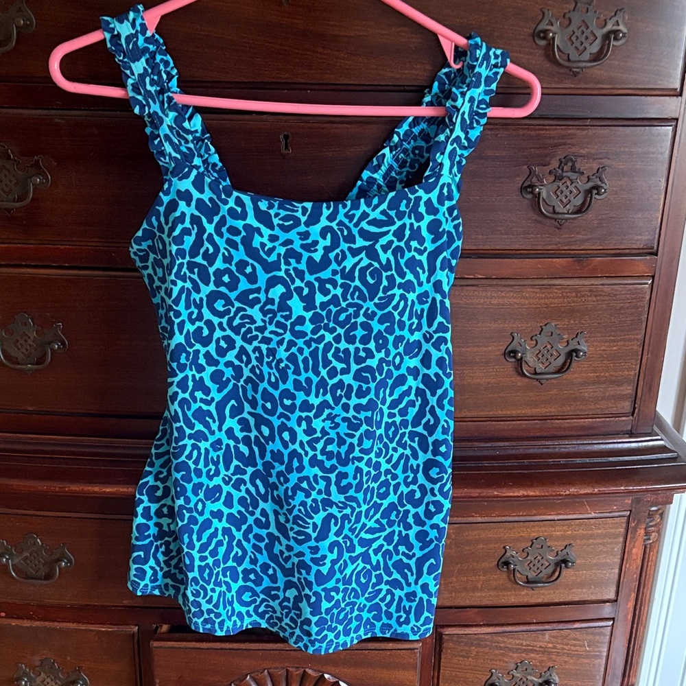 Blue Leopard Print Women's Top